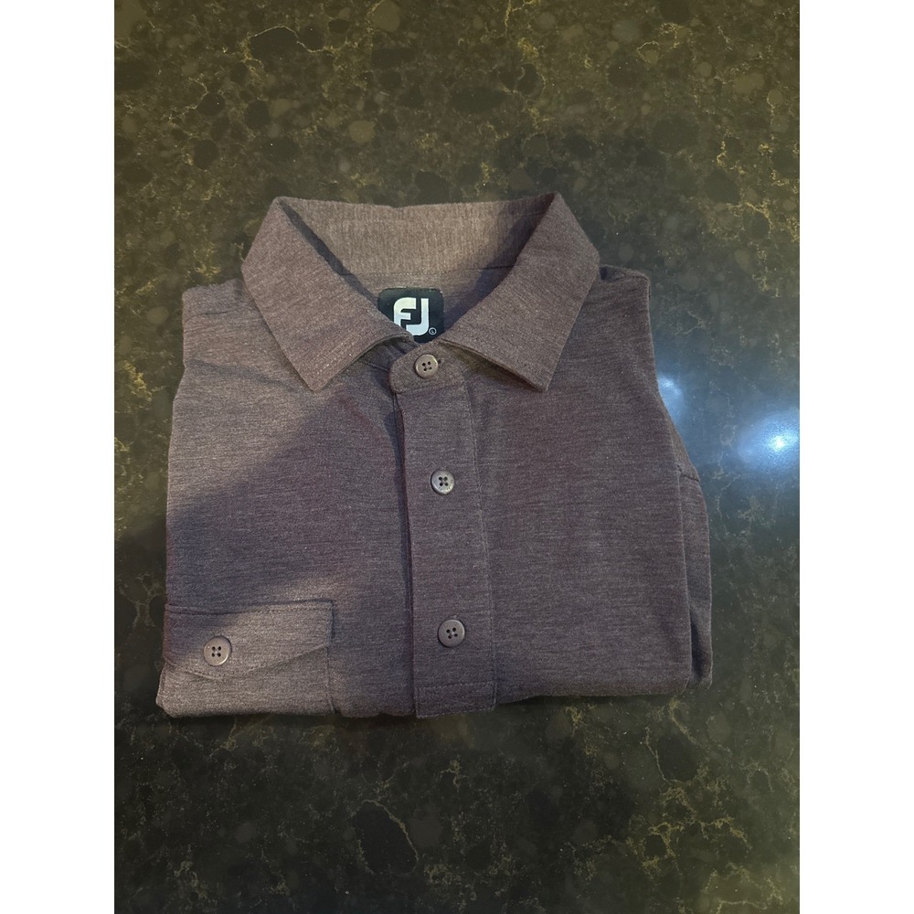 FootJoy Mens Golf Polo Shirt Large Purple Lake Forest Country Club Chest Pocket